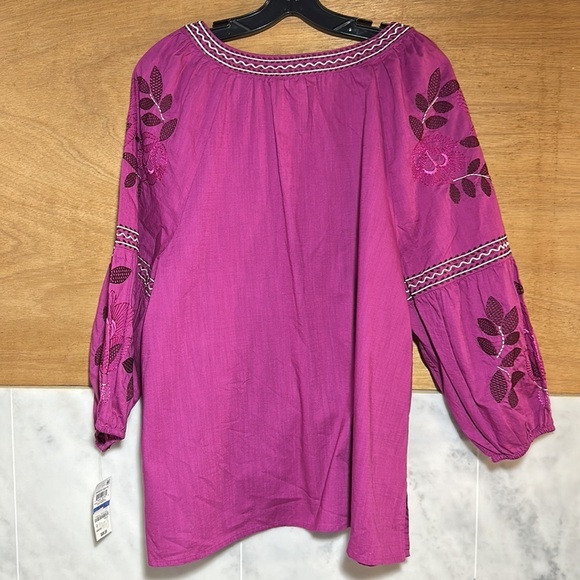 NWT Charter Club Cotton Embroidered Bubble-Sleeve Top size XL - Picture 9 of 16